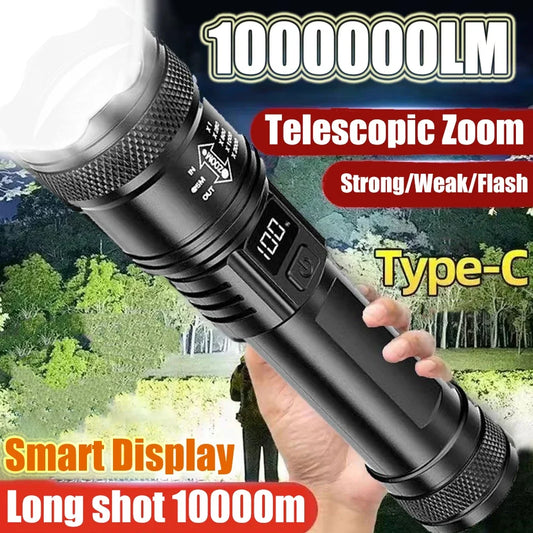 Lampe Torche LED Rechargeable 2000 Lumens – Zoom & Étanche